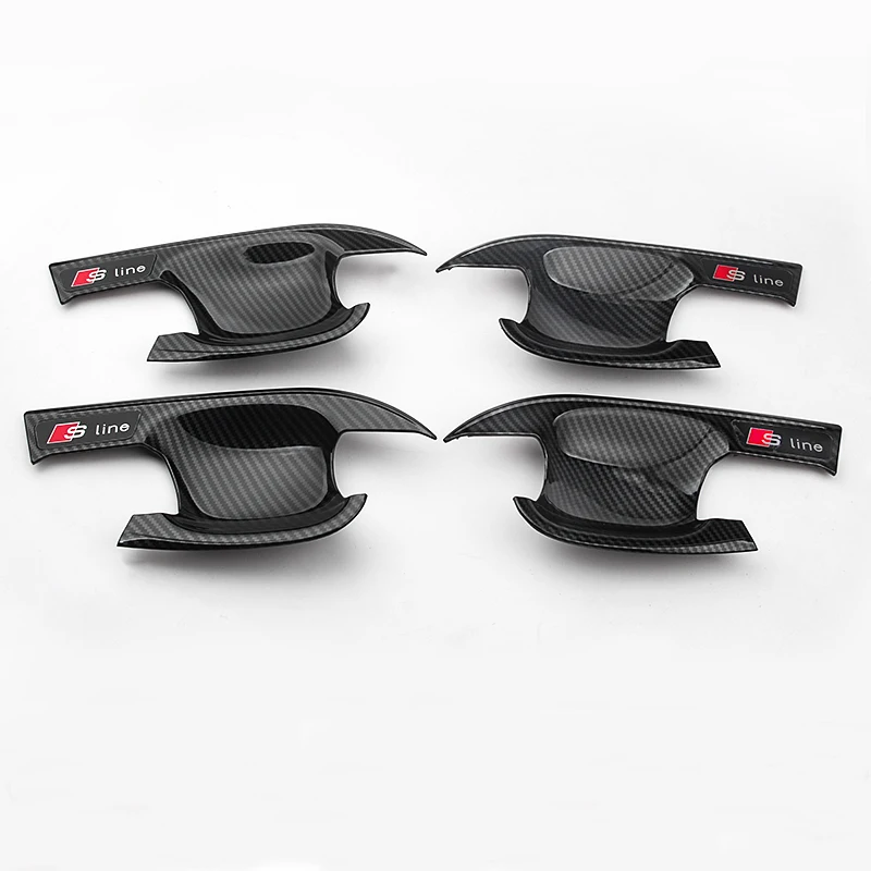 Black-4pcs Новая ABS Автомобильная внешняя дверная ручка стикер для выемки крышка декоративная защита для Audi A4L Q5L A5- аксессуары для стайлинга автомобилей - Название цвета: Black-4pcs