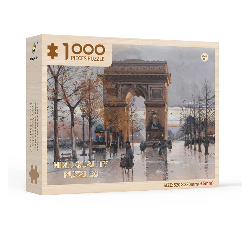 

22 Designs Wooden Puzzle 1000 Pieces Arc de Triomphe Jigsaw Toy Delicate Box Gift Boys Girls Brain Game Fun Wholesale Party Item
