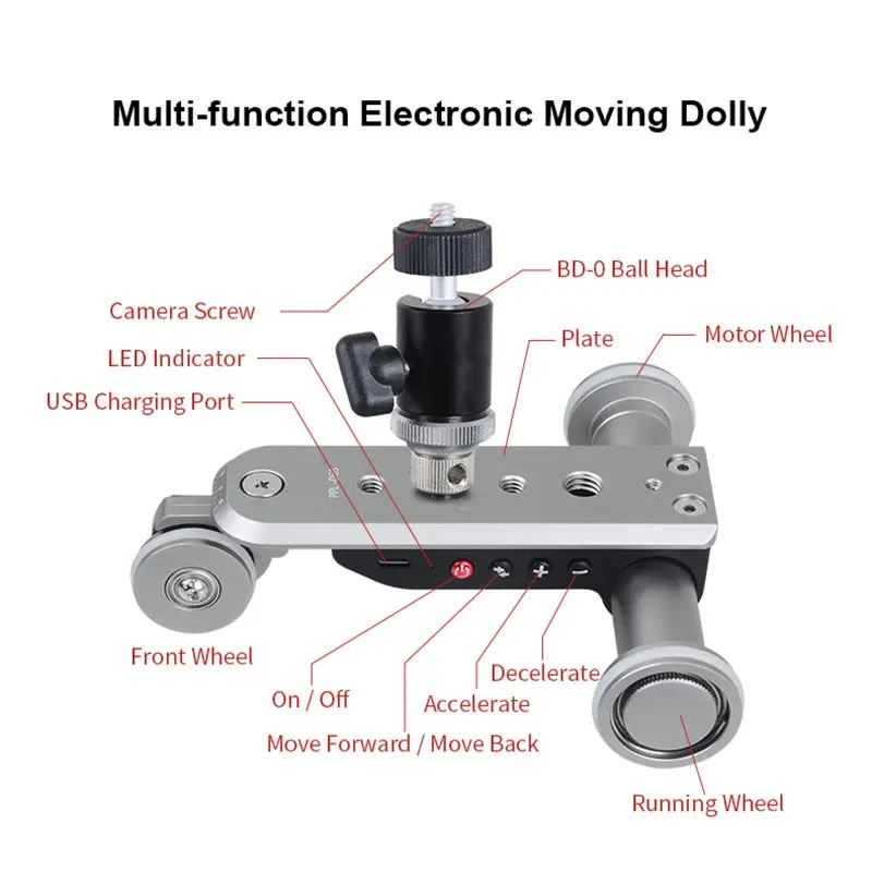 

Electric Slide Track Mobile Phone Micro Single 5 Speed Adjustable Camera Car With Angle Adjustable Ball Head
