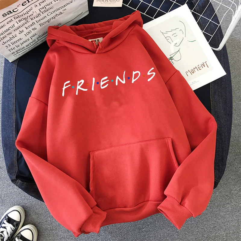 Friends Tv Shows women hoodies pink clothing harajuku ulzzang student Sweatshirt hood Oversized female Graphic hop streetwear
