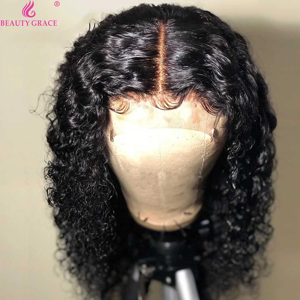 Афро кудрявые вьющиеся человеческие волосы кружевной передний парик 4x4
