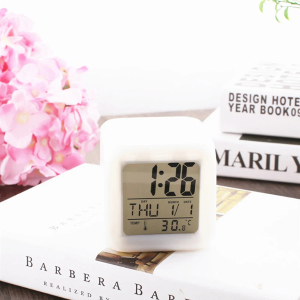 Цифровой таймер будильник с датой термометром настольная лампа светодиодный