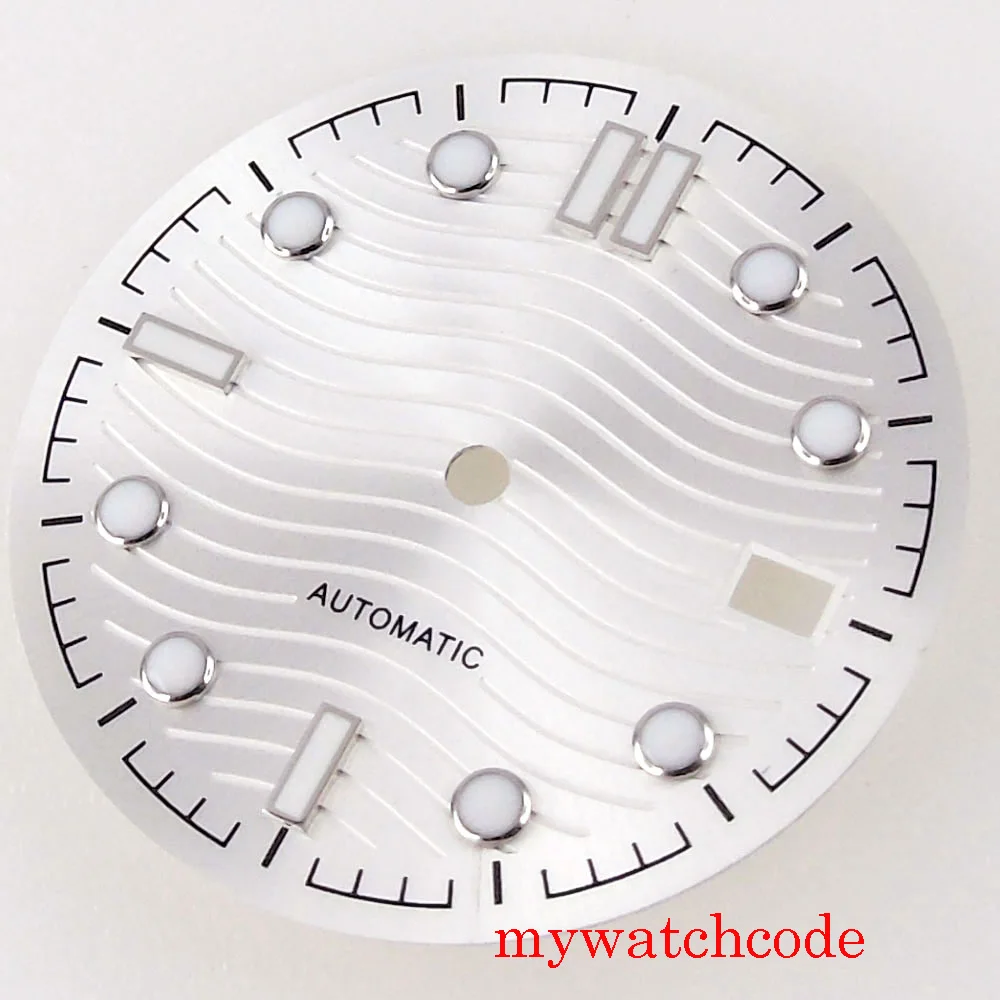 31 мм стерильный белый топ качество часы циферблат для 24 драгоценностей NH35