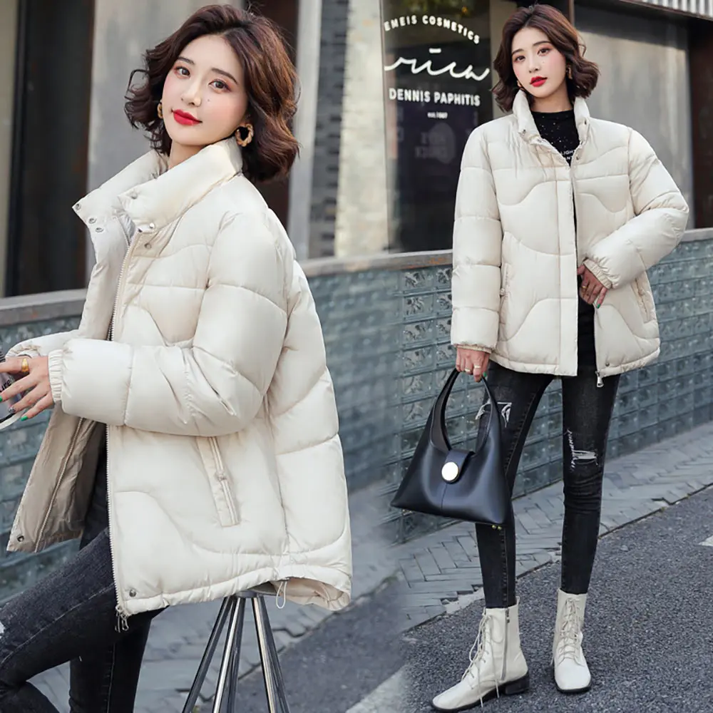 PinkyIsBlack Winter Jacket Women Stand Collar Female Parkas Thick Outerwear Solid Winter Coat Short Cotton Padded Women Clothing