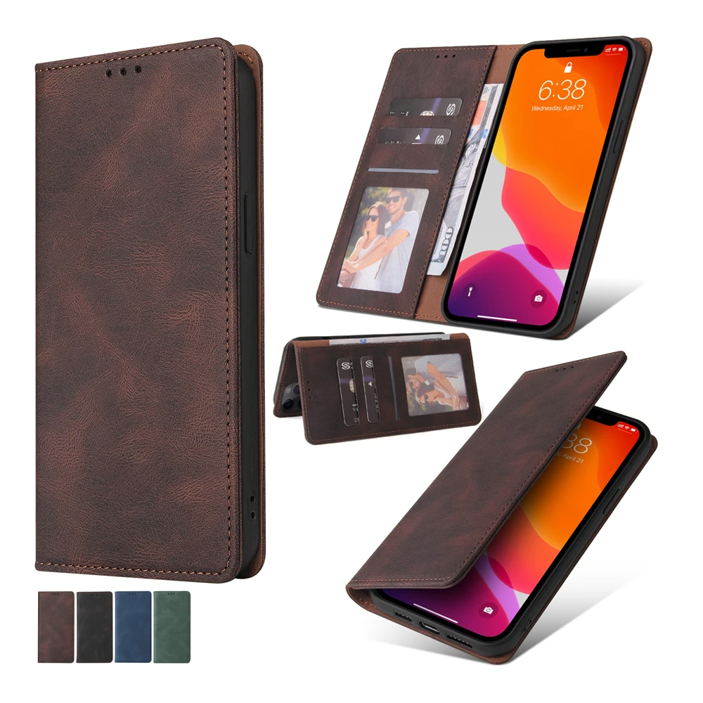 

Ultra Thin PU Leather Wallet Case for Samsung Galaxy S21 Ultra S20 FE S10 Lite S9 S8 Note 10 Plus Flip Cover Strong Magnetic Bag