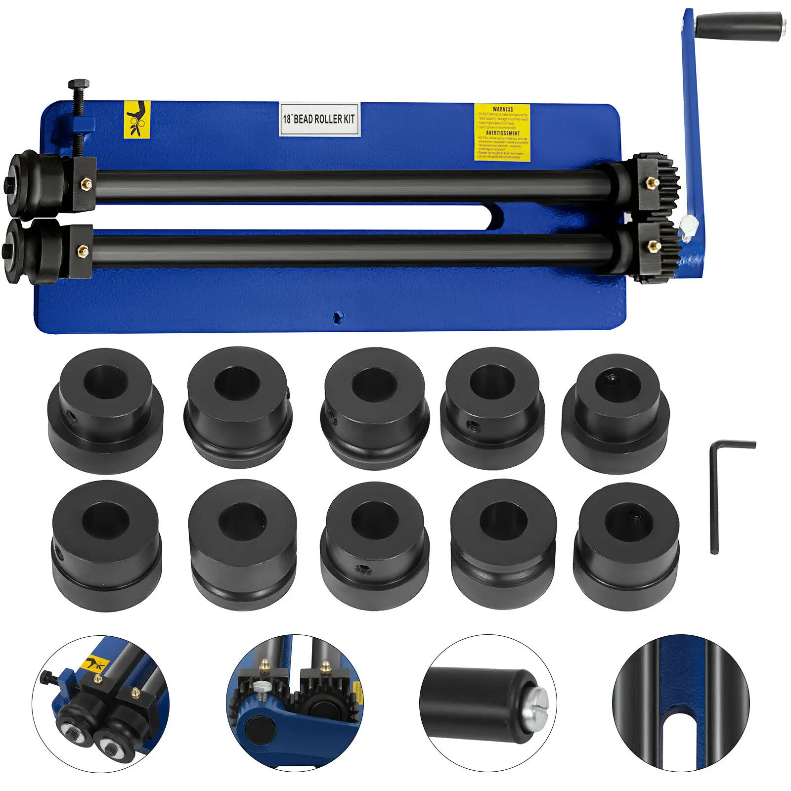 

Bead Roller Heavy Duty Rotary Swaging Machine Bead Roller 460mm 18" 1.2mm 6 Roll Sets Rolling Machine Roller For Workshop DIY