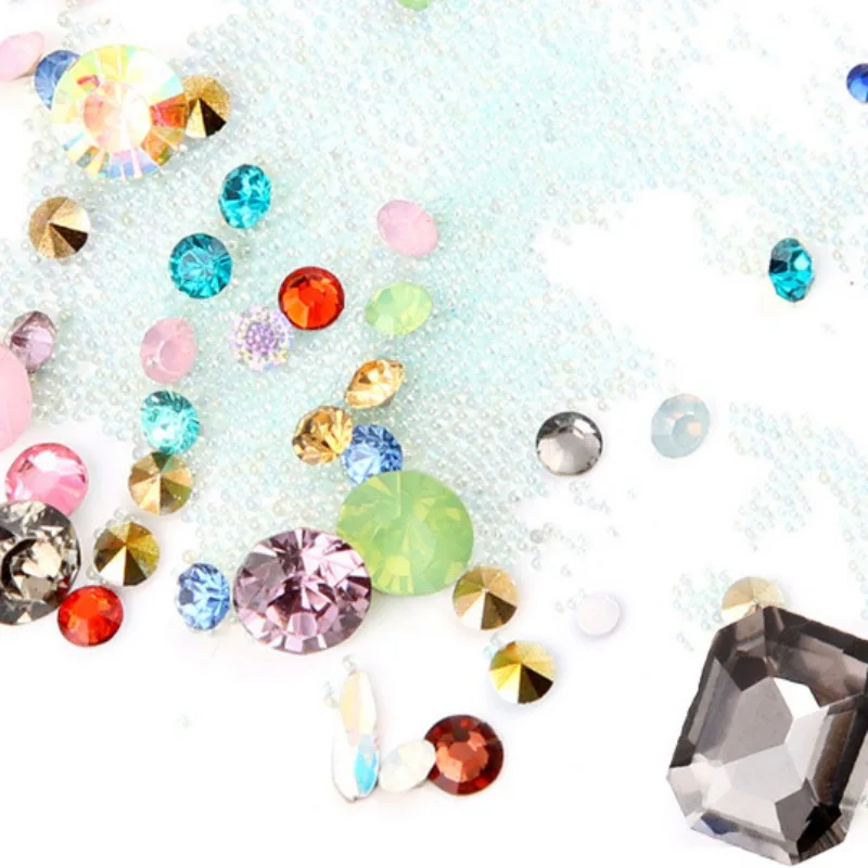 Набор инструментов для дизайна ногтей прозрачные Пришивные АВ Стразы точечные