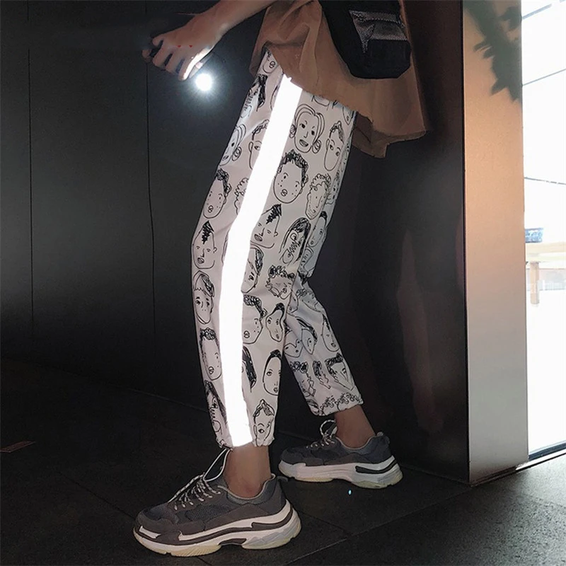 Светоотражающие уличная мужские спортивные штаны до щиколотки Длина шаровары