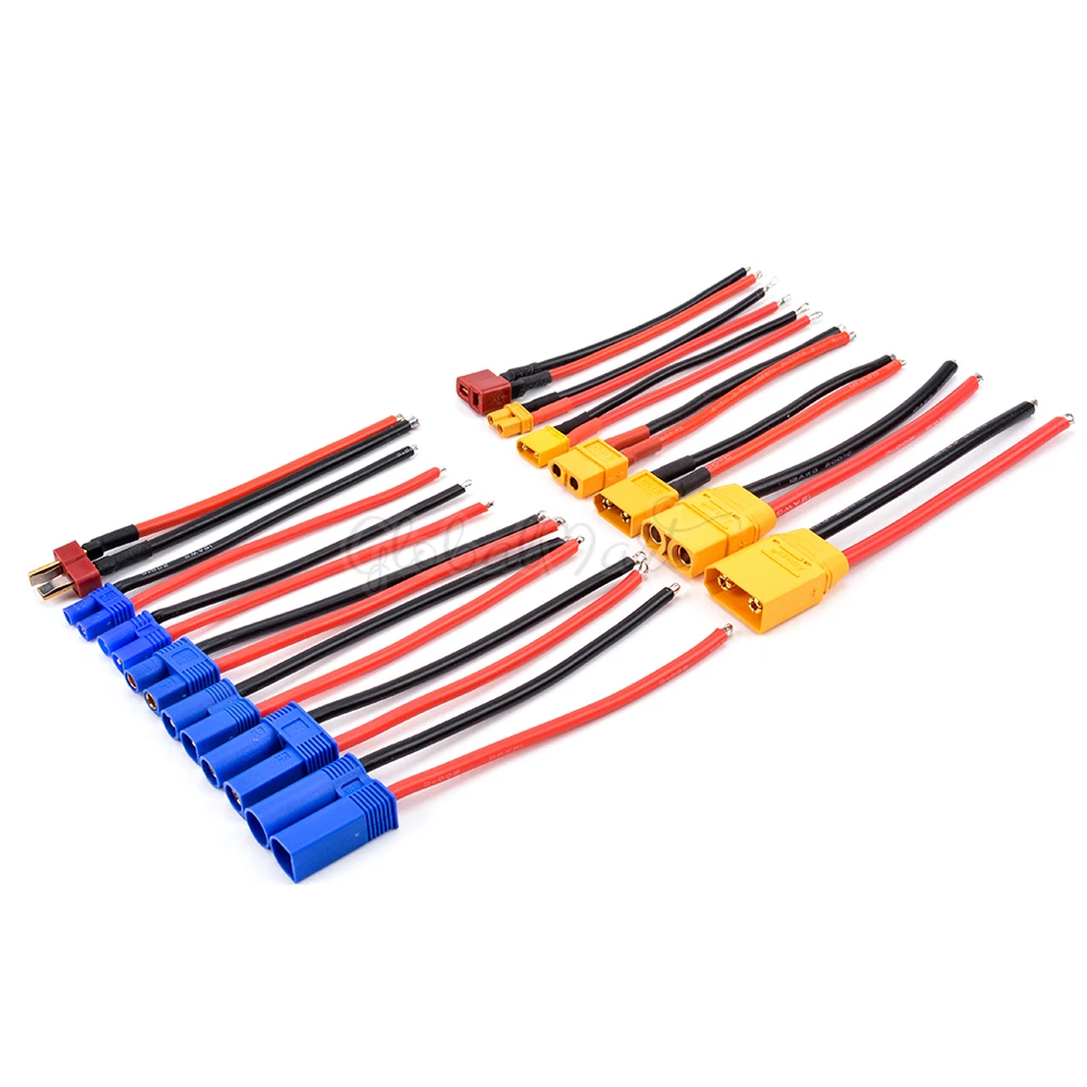 XT90 XT60 XT30 EC5 EC3 EC2 T разъем Штекерный/Гнездовой с силиконовым проводом 12AWG 14 AWG 16AWG RC
