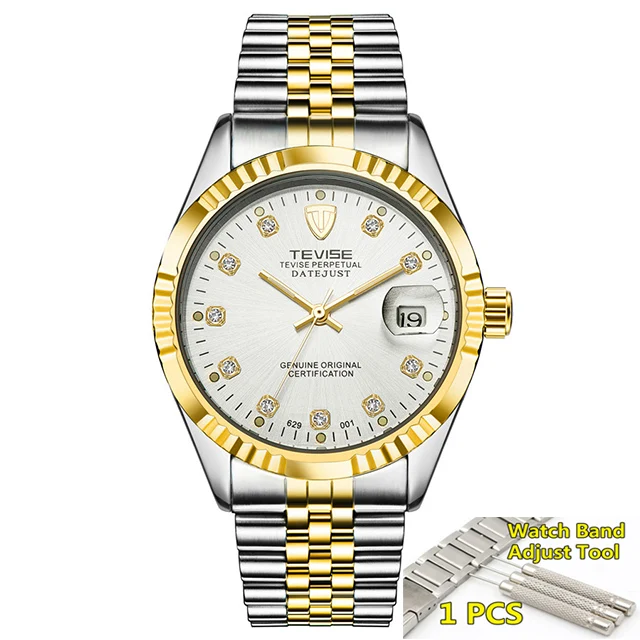 3 silver gold wht Tevise автоматические механические часы, спортивные роскошные Брендовые мужские часы, деловые наручные часы, мужские часы, Relogio Masculino - Цвет: 3 silver gold wht