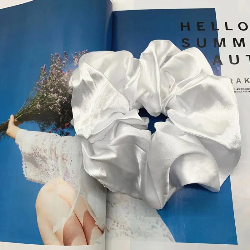 Женские негабаритные резинки для волос однотонные атласные шелковые аксессуары