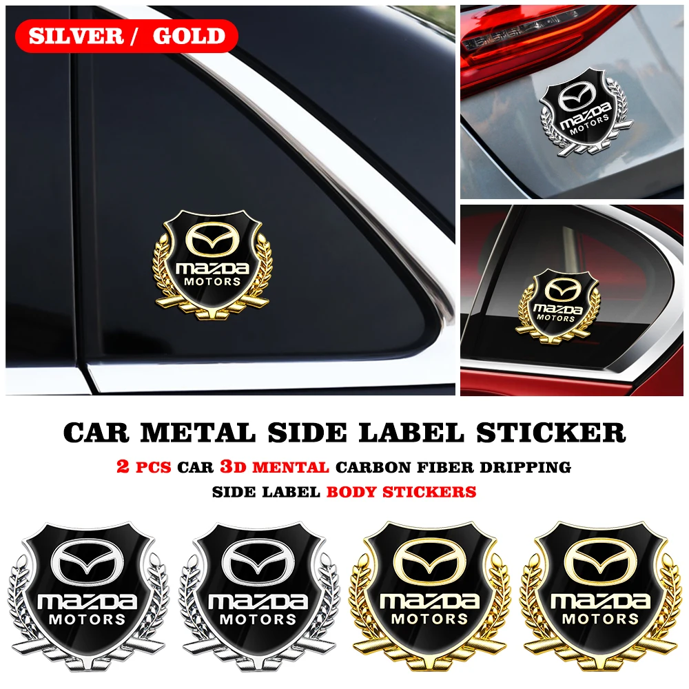 

2PCS Car Stickers 3D Metal Door Side Trunk Waterproof Auto Logo Decals For Mazda 3 Axela Speed 6 Atenza MX5 323 CX5 CX30 RX7 626