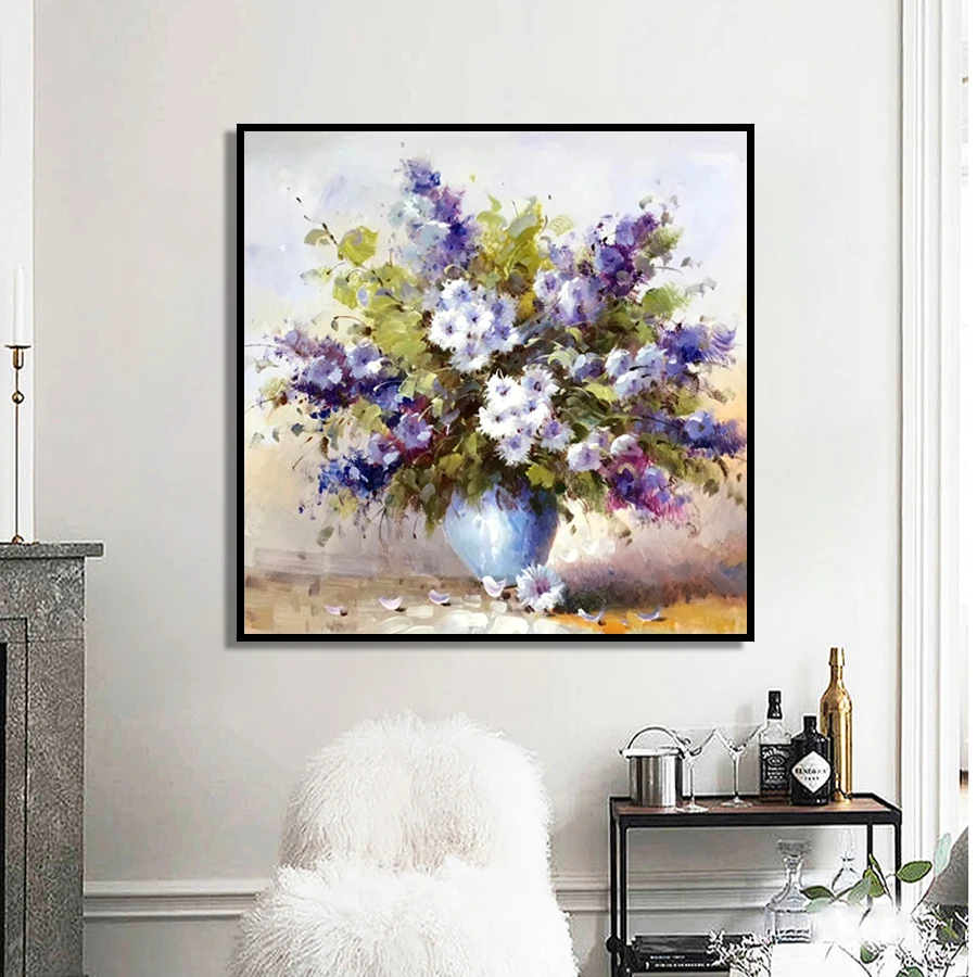 100% ручная роспись абстрактный цветок искусство Масляная живопись на холсте