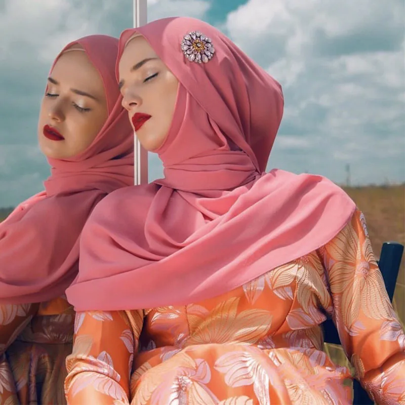 Дизайн D шифоновый платок шарф хиджаб с кристаллами tudung роскошный 180*75 см|Женские