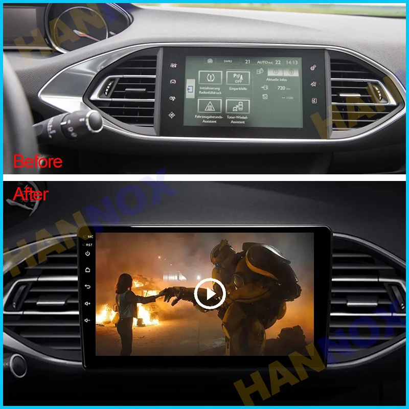 9' Touch Screen Control Air Conditioner Android 12 Car Multimedia Player for Peugeot 308 308S 2013-2017 Auto Radio GPS