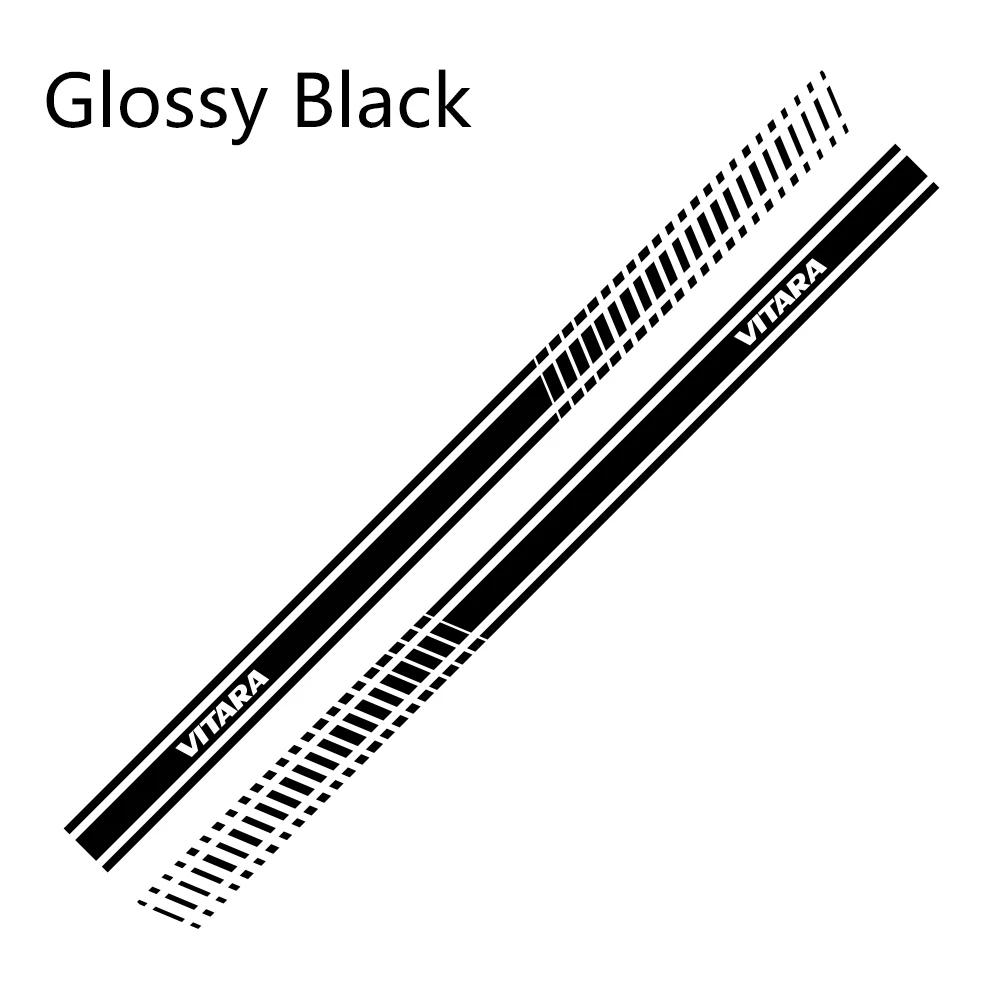 Glossy Black 2 шт. для Suzuki Vitara автомобильные длинные боковые наклейки на юбку DIY виниловая пленка авто Спорт Стайлинг наклейки автомобильный тюнинг автомобильные аксессуары - Название цвета: Glossy Black