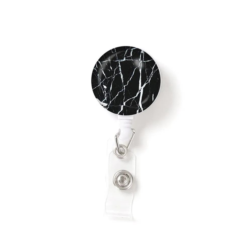 

1 Pcs New Fashion Tools Retractable Nurse Badge Reel Clip Marble Badge Holder Students Doctor Id Card Holder Office Essentials