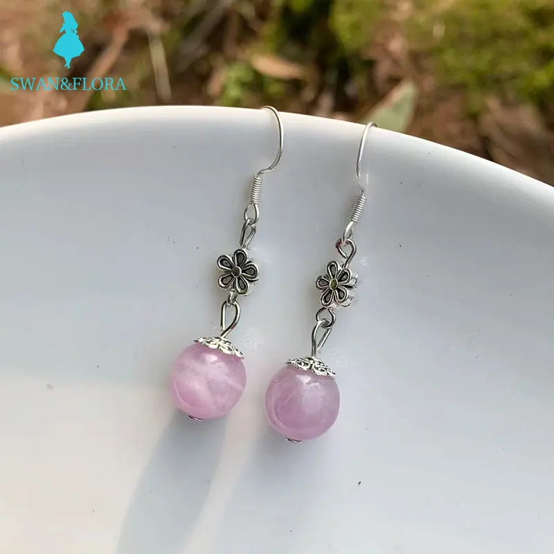 

Natural Spodumene 925 Sterling Silver Earrings For Women Jewelry Gift 100% Genuine Gemstone
