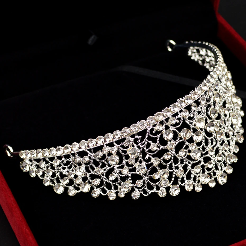 Silver Crystal Bride Tiara For Weeding Rhinestone Crown Bridal Tiaras Head Jewelry Diadem Headbands Wedding Headdress | Украшения и