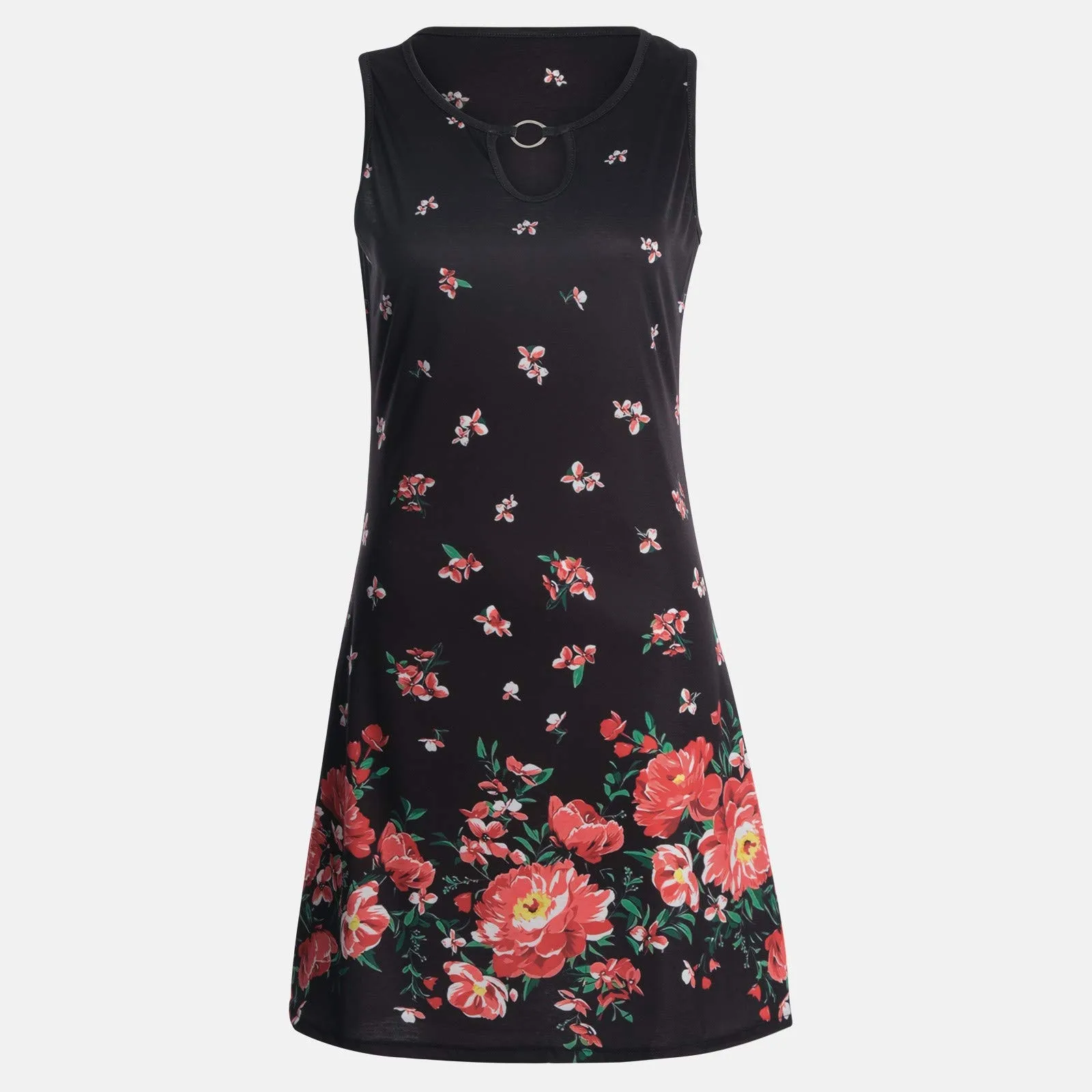 

2021 summer Maternity Dresses korean Women Beach Floral Round Neck Sundress Sleeveless Casual Loose Tank Dress kleider damen#G