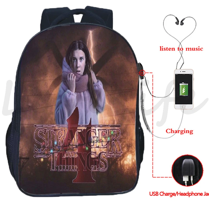Mochila Stranger Things 4 Backpack USB Design Hiking Rucksack kids Daily Laptop Bagpacks Student School Bags | Багаж и сумки