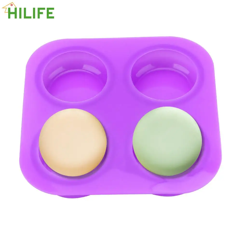 

4 Cavity DIY Handmade Craft Round Circles Soap Molds Cake Decorating Tools Soap Molds Tray Easy To Demould Silicone