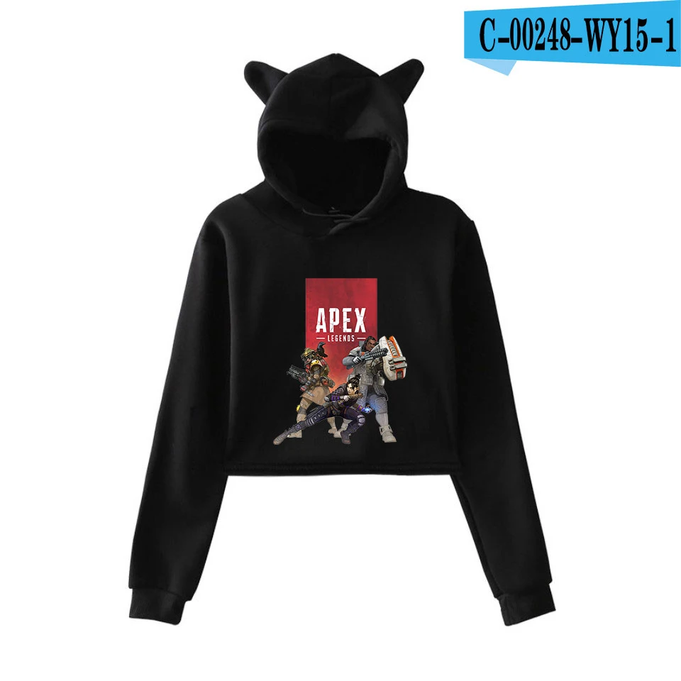 

Tracksuit Apex Legend Cat Ears Hoodie Sweatshirts Women Harajuku 2021 Print Cotton Hit Hop Winter Autumn Warm Girl Tops Casual