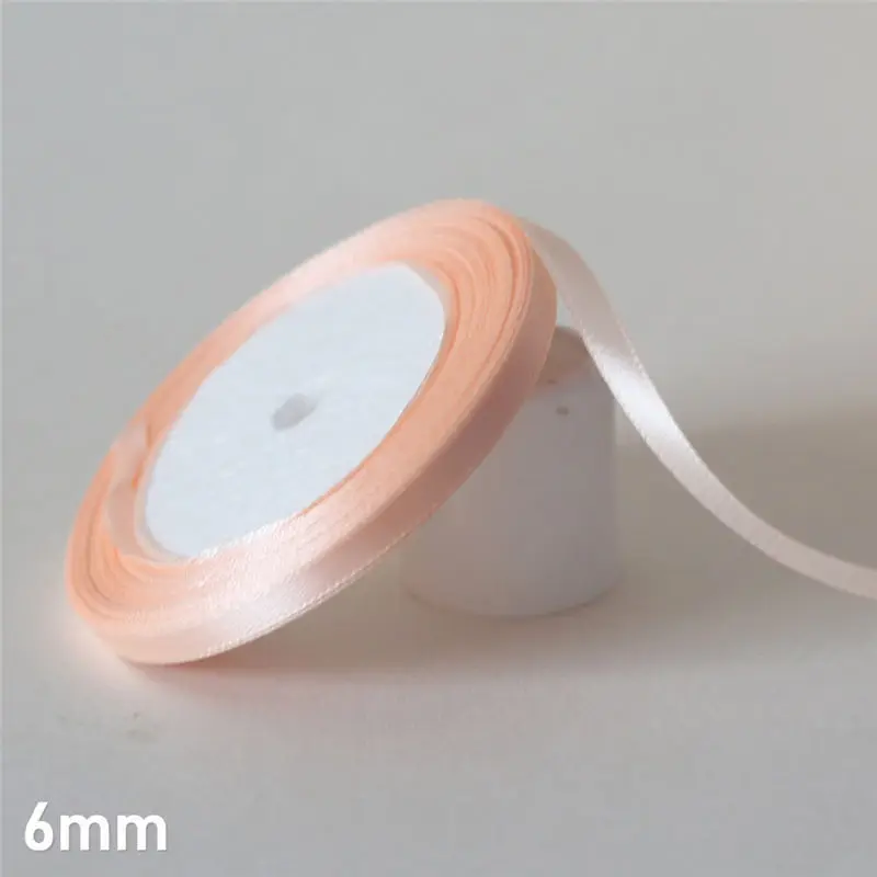 6mm 25 ярдов/6 мм-50 мм корпус розовый шелковый атлас ленточный материал для поделок для выпускного вечера вечерние украшения Свадебная подарочная коробка упаковка аксессуары D7 - Цвет: 6mm