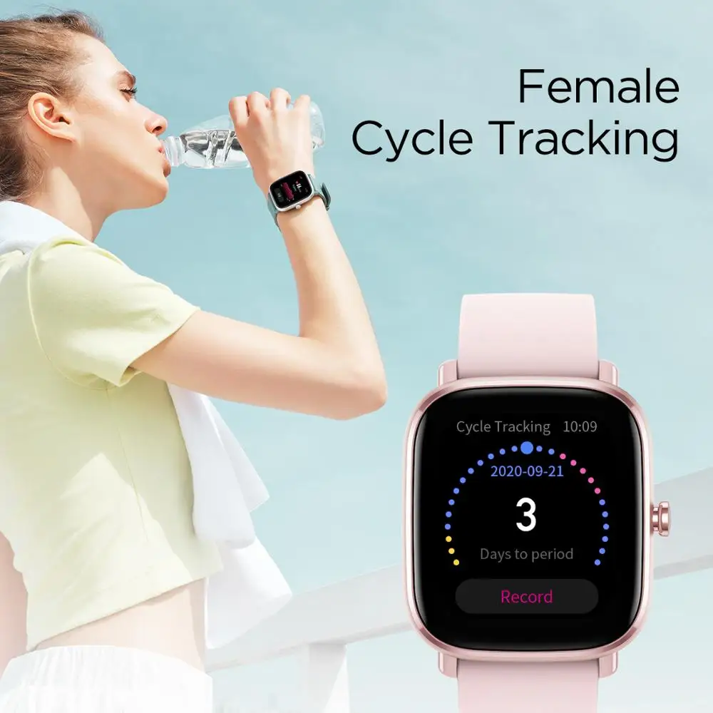 amazfit gts 2 mini sports smartwatch gps female cycle tracking smart watch for android ios phone free global shipping