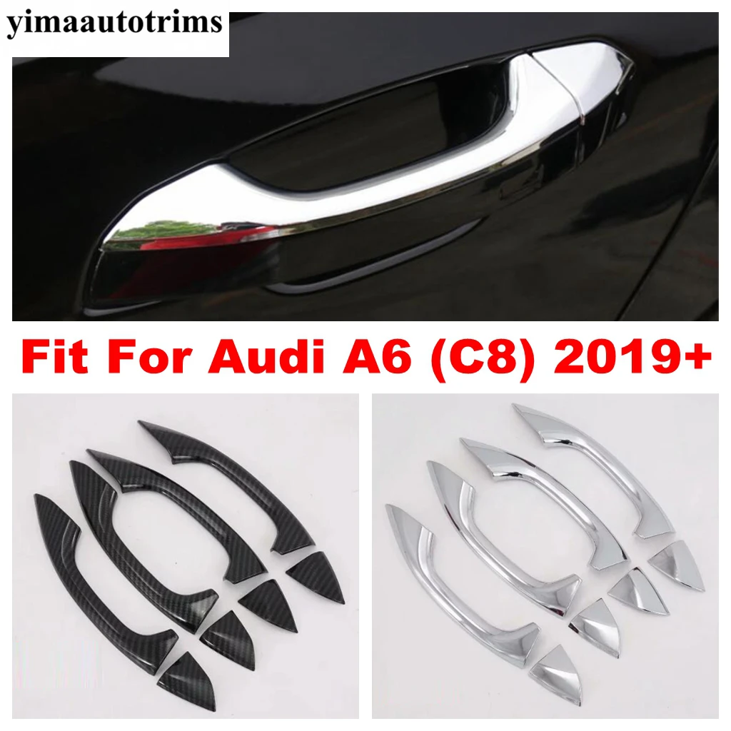 

Насадка на дверную ручку автомобиля, ручка, крышка чаши, крышка, отделка ABS, хромированный/углеродное волокно, внешние аксессуары для Audi A6 C8 2019 - 2022