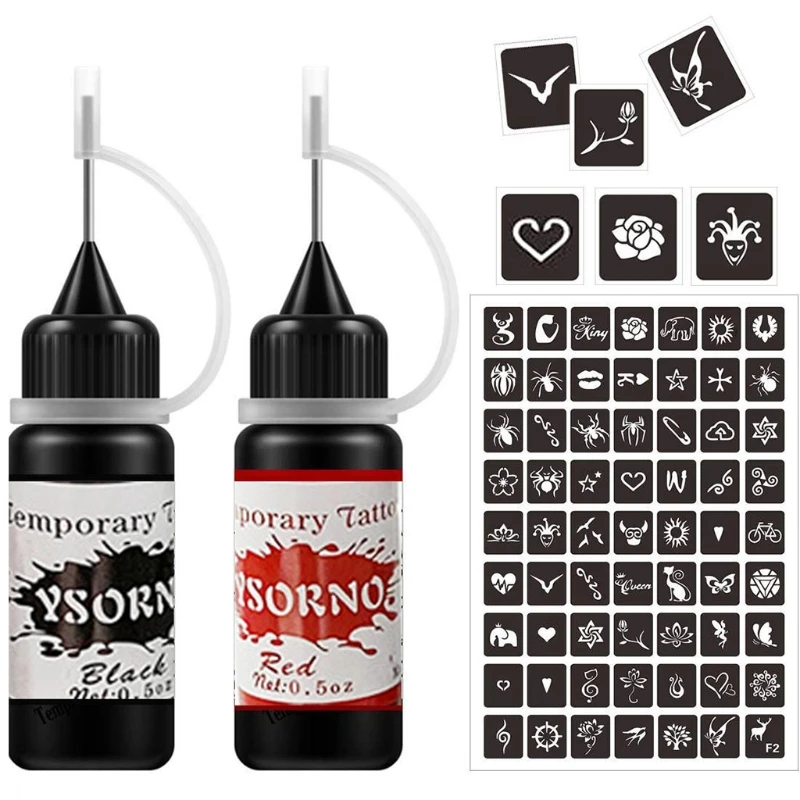 

2 Color Temporary Tattoo Kit for Women Men Kids Fake Tattoos Semi Permanent