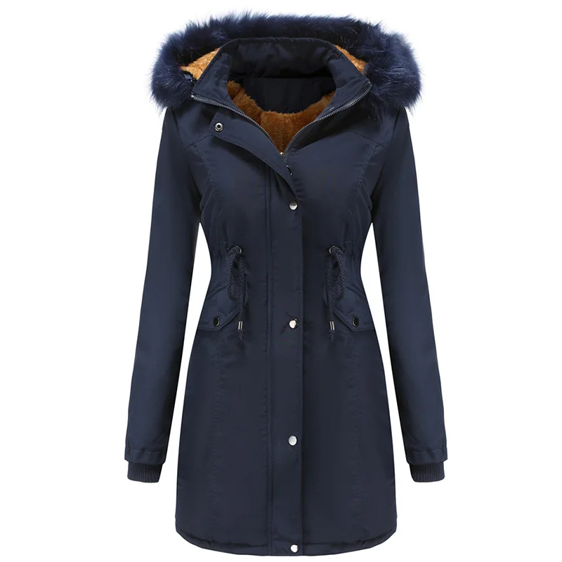 Winter Women's Coat Ladies Windbreaker Warm Jacket Hooded Fleece Fur Coat Female Parkas Fashion Outerwear Casual Cotton Clothes