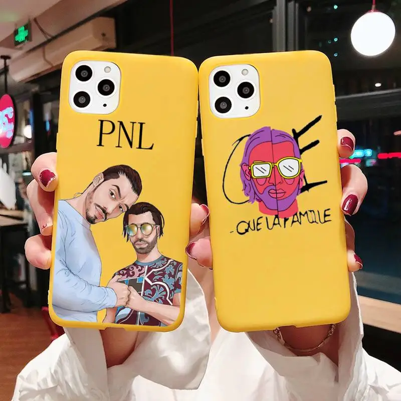 

fashion PNL Rapper heart Phone Case Candy Color Yellow for iPhone 11 12 pro XS MAX 8 7 6 6S Plus X 5S SE 2020 XR
