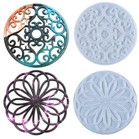 diy mandala round resin mold hollow out coaster epoxy flower tray cup mat casting silicone mould diy crafts home decor making