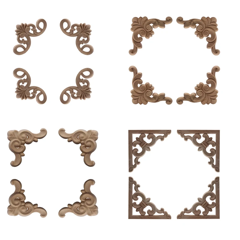 4 шт. Неокрашенный декоративные антикварные деревянные Молдинги накладка