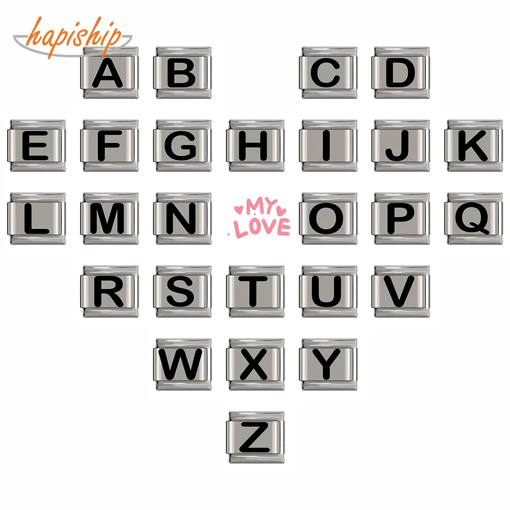 Браслет Hapiship из нержавеющей стали диаметром 2018 дюйма 9 мм с 26 буквами|Бусины| |