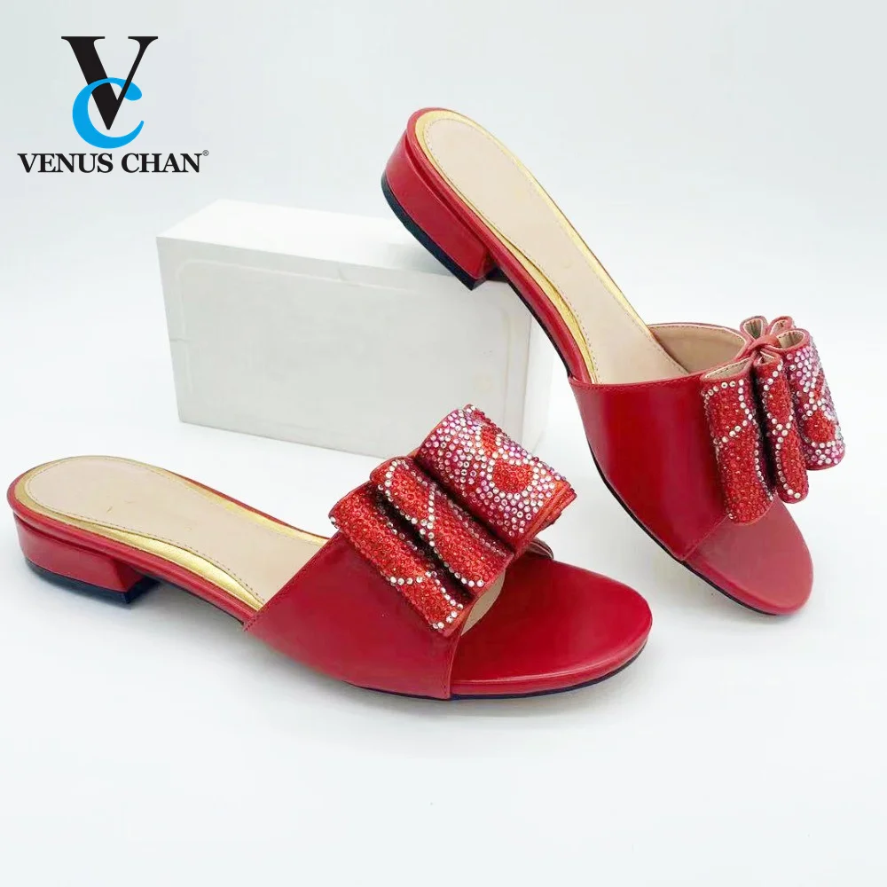 

Nigerian Women Party Pumps High Heels Women Luxury 2021 Rhinestone Wedding Party Shoes African Special MateriaLS low heels 2CM