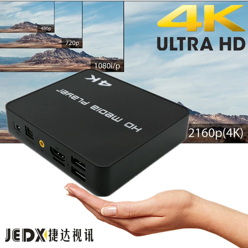 Медиа-плеер JEDX X3 4K Full HD с поддержкой карт HDMI/AV/USB/MiniSD PPT @ 60fps UHK H.265 H.264 VP9 | Электроника