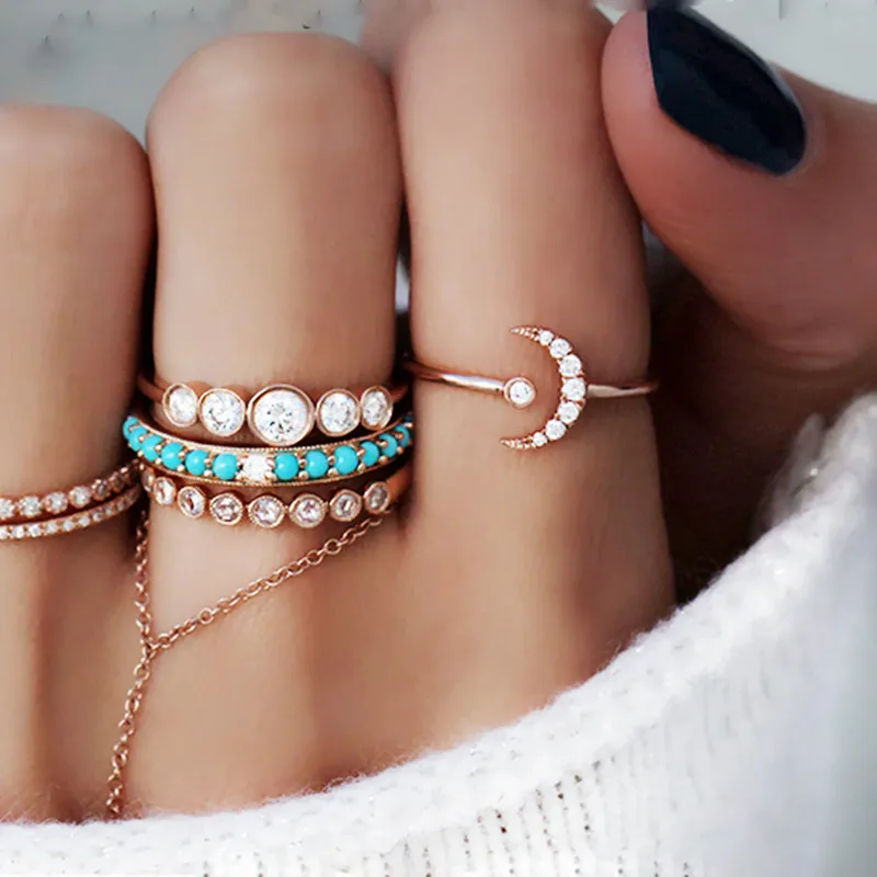 Луна Звезды Открытое кольцо Элегантный Минималистский девушка Для женщин