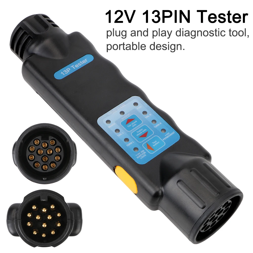 12V Trailer Tester 13 Pin Adapter Diagnostic Tools Wiring Check Light Test Plug Socket Car Truck Caravan Accessories Universal