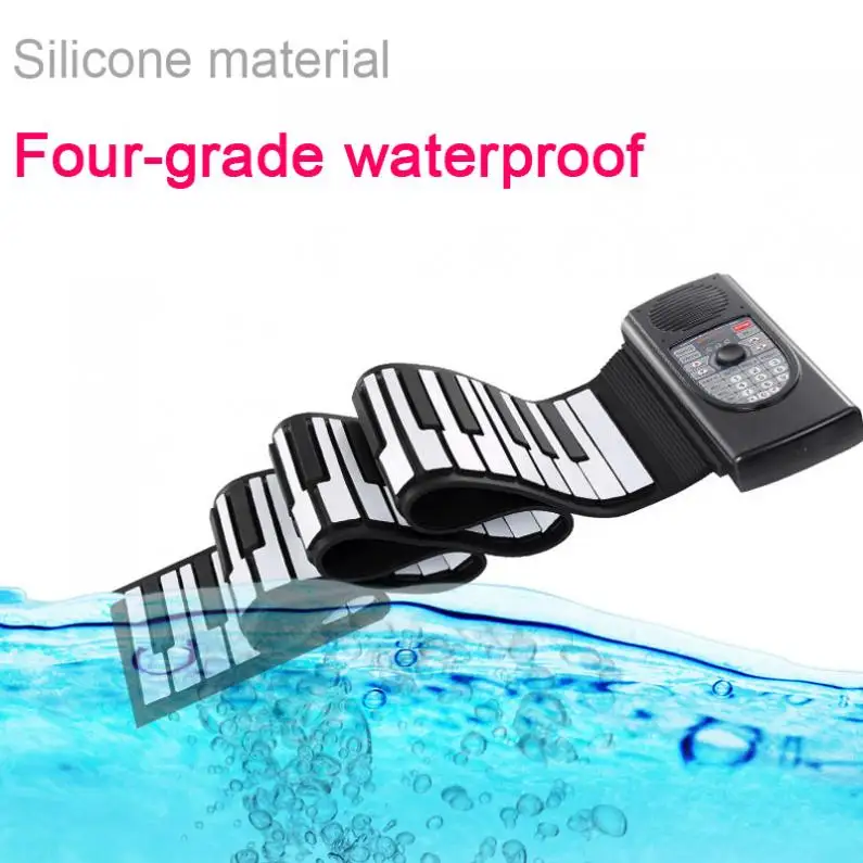 88 Keys MIDI RollUp Piano Rechargeable Electronic Silicone Flexible Keyboard Organ Built-in Speaker Support Bluetooth-compatible
