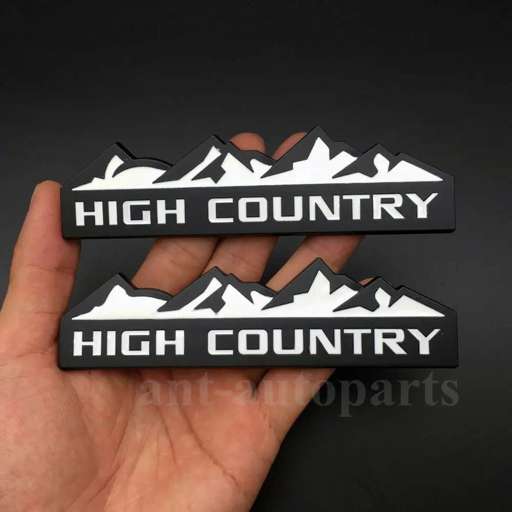 

Металлическая белая эмблема высокой страны, 2 шт., автомобильный багажник, брызговик, задний значок, наклейка