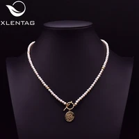 xlentag natural high quality white pearl beaded heart necklaces pendants cross coin anime women bohemian ballet jewelry gn0206