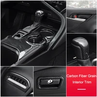 qhcp gear shift panel window lift button frame cover dashboard strip abs carbon fiber style black fit for toyota camry 2018 2019