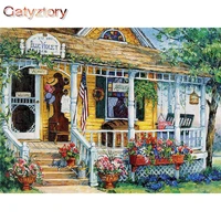 gatyztory house scenery oil painting by numbers kits 40x50 frame on canvas modern home living room decoration artwork