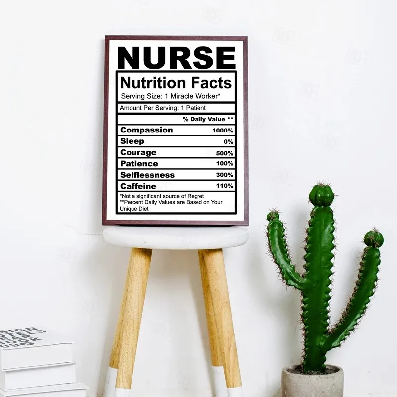 Медсестра подарок медсестра питание факты детской черный белый плакат