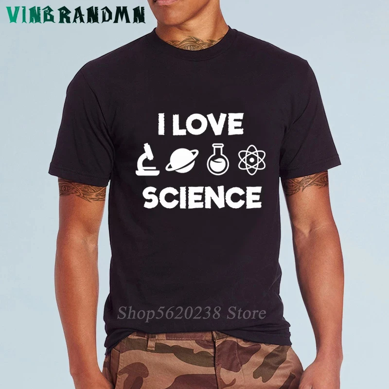 Футболка мужская с надписью I love science смешная хлопковая уличная одежда в стиле