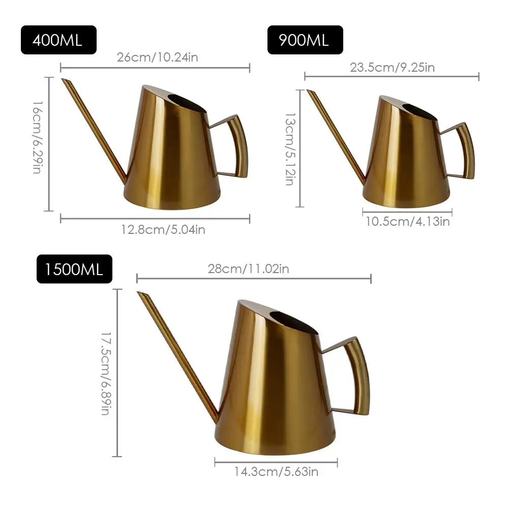 

400ml 900ml 1500ml Gardening Watering Kettle With Long Mouth Stainless Steel Watering Can for Plants and Flowers