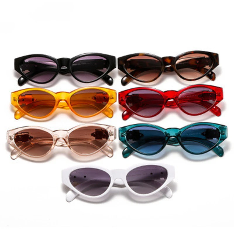 

Retro Cat Eye Small Frame Sunglasses Women 2020 Luxury Brand Trendy Clear Sun Glasses Men Vintage Personality Human Head Shades