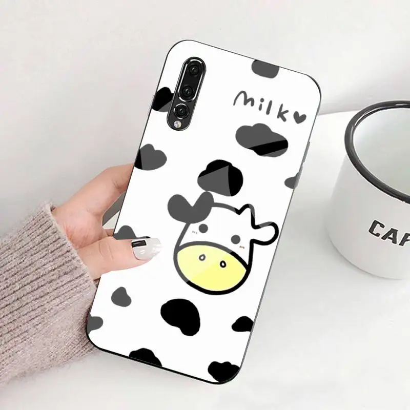 

0 Spotted Cow Skin Print Slim Rubber Phone Case Tempered Glass For Huawei P20 30 40 Pro Mate 20x 30 40 Pro Nova6 7 Honor 9X 10